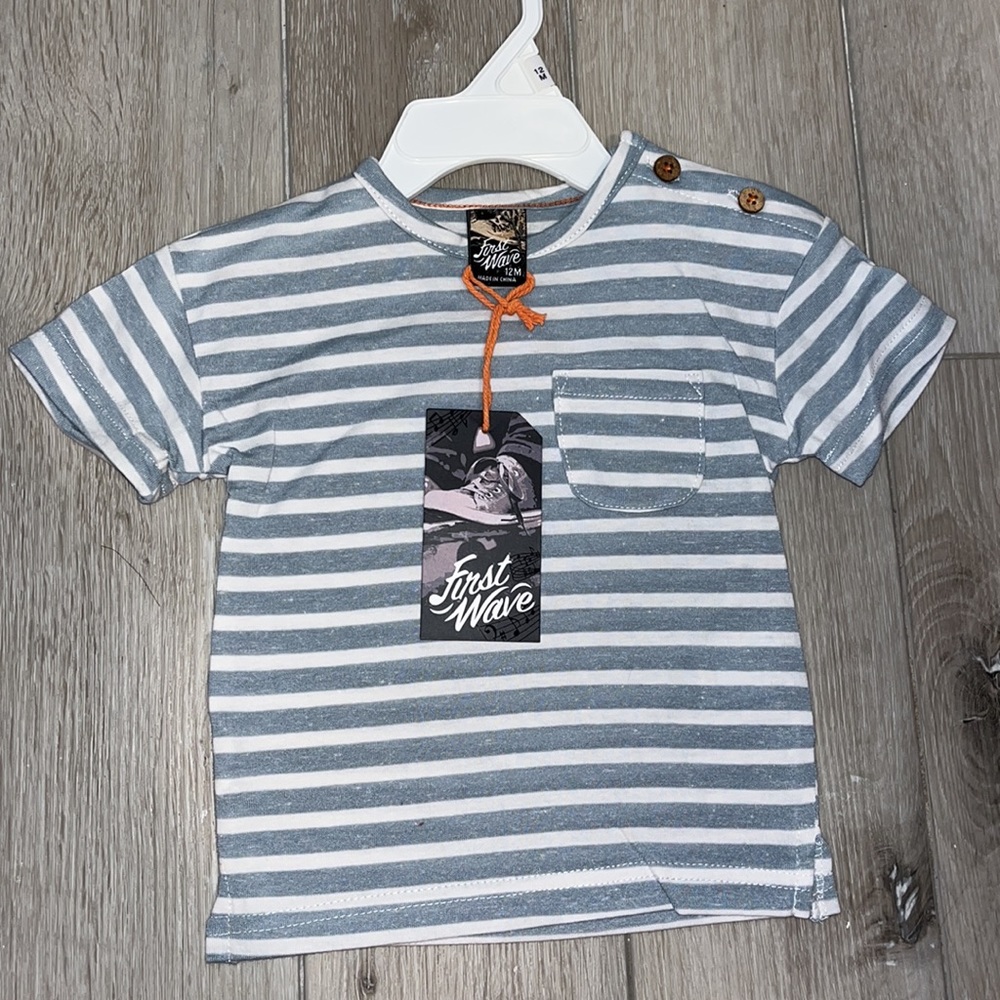 First Wave NWT! 12mo baby Striped T-Shirt